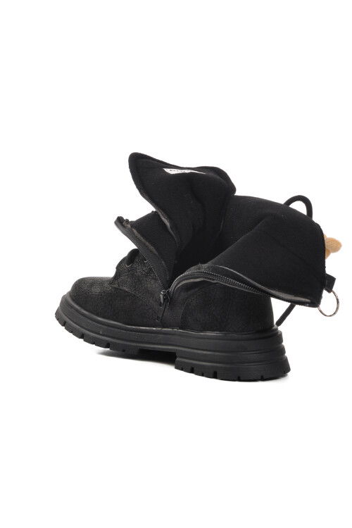 Black Polar Fleece Girls Boots Perla F