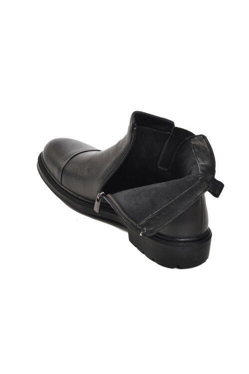 Black Genuine Leather Mens Boots 07086 M