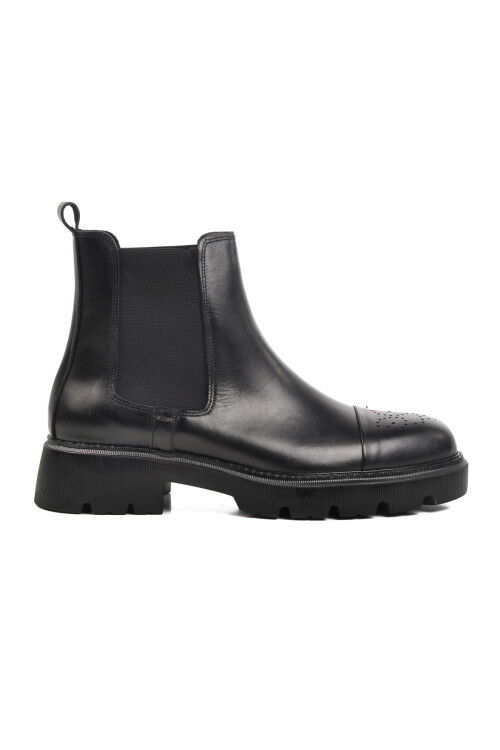 Black Genuine Leather Mens Chelsea Boots Premium 1158 M
