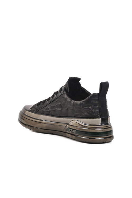 Black Genuine Leather Mens Sneakers 24K510-3 M