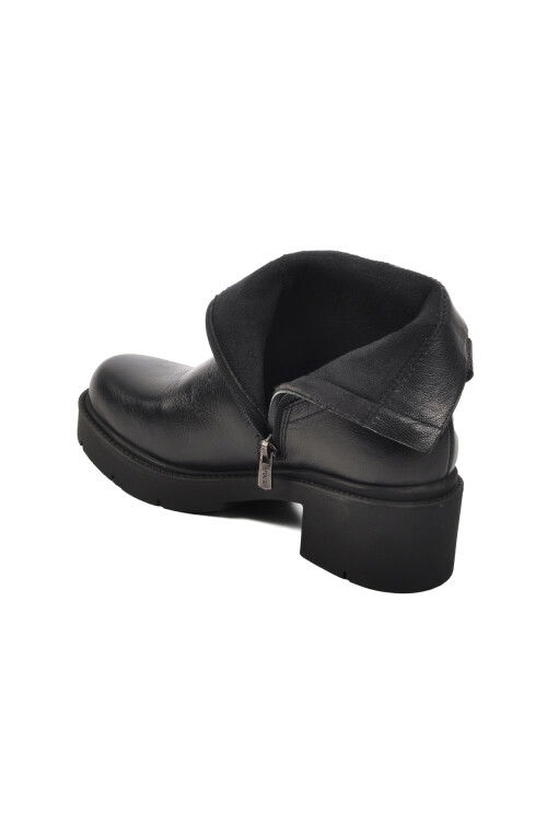 Black Genuine Leather Womens Fleece Boots 2454601K Z