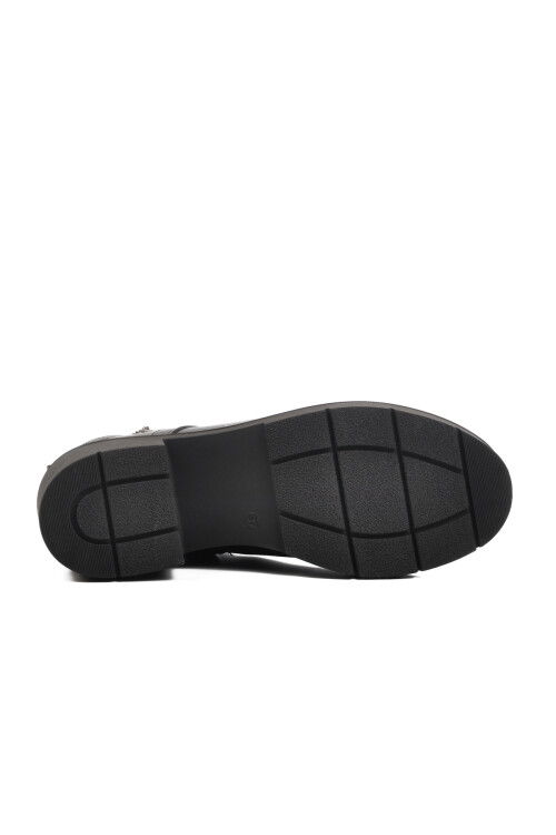 Black Genuine Leather Womens Fleece Boots 2454601K Z