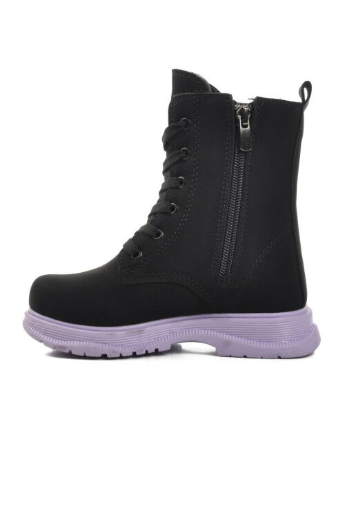 Black-Lilac Fur Inside Girls Boots Leonis P