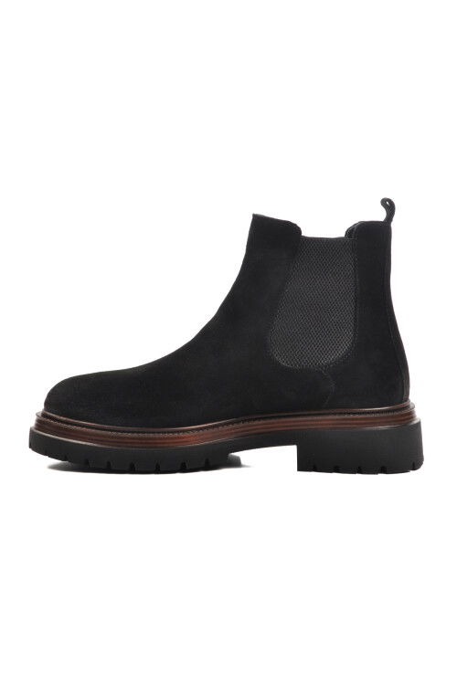 Black Nubuck Genuine Leather Mens Chelsea Boots Br-44001 M