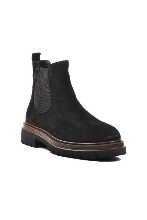 Black Nubuck Genuine Leather Mens Chelsea Boots Br-44001 M