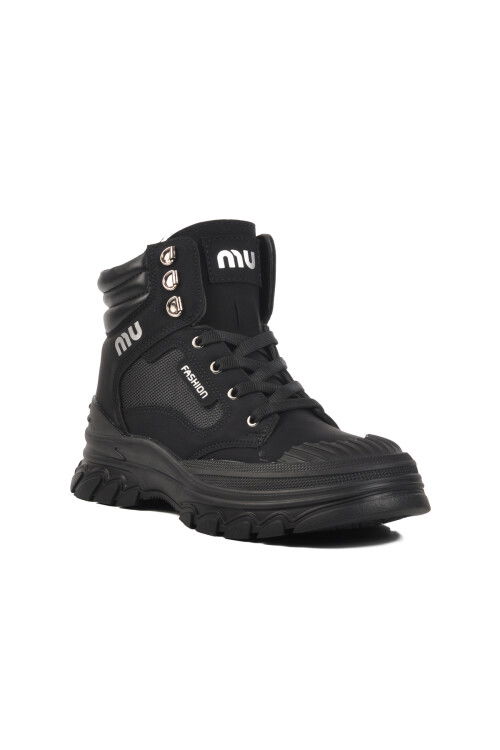 Black Fur Lined Zippered Womens Boots Puppis Z