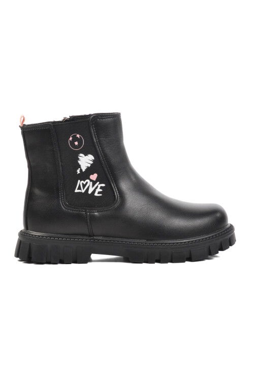 Black Polar Fleece Girls Boots 1788 F