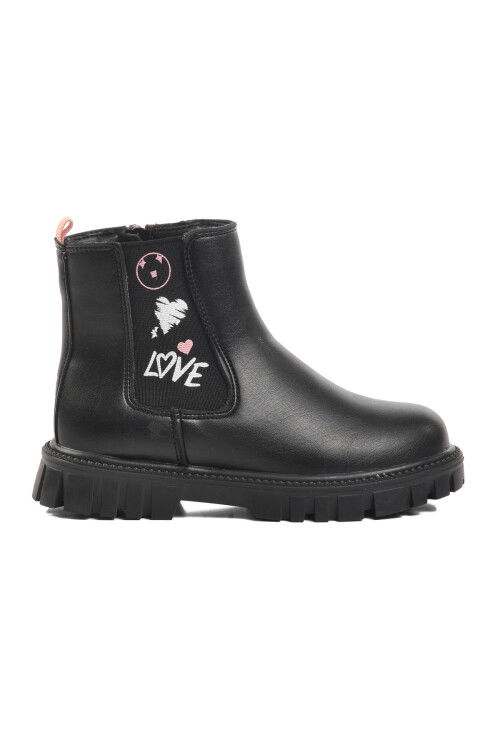 Black Polar Fleece Girls Boots 1788 P