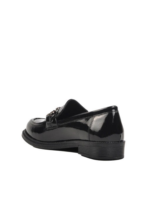 حذاء كاجوال نسائي من الجلد الأسود اللامع 7632 Z