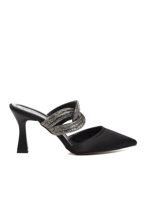 Black Satin Womens Evening Shoes 2730 Z