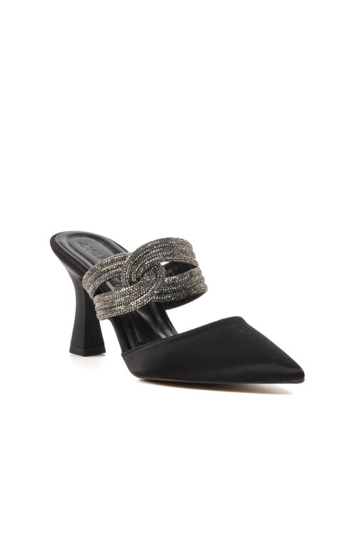 Black Satin Womens Evening Shoes 2730 Z