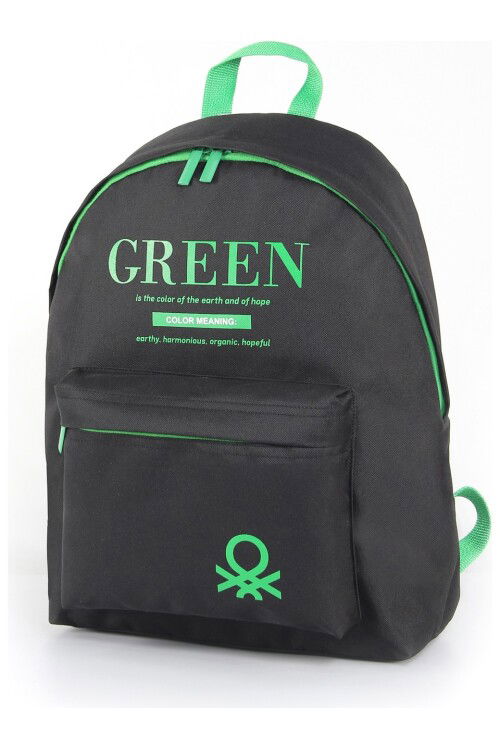 Black-Green Unisex School Bag 03805
