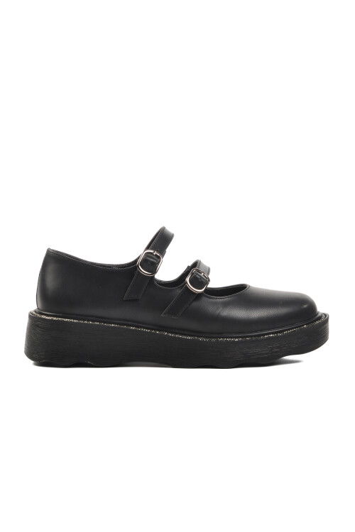 Black Polyurethane Womens Casual Shoes 702163 Z
