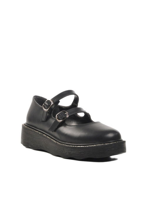 Black Polyurethane Womens Casual Shoes 702163 Z
