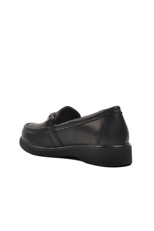 Black Genuine Leather Womens Casual Shoes 23073005K Z