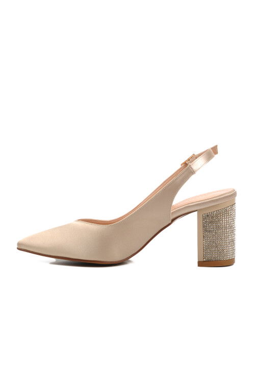 Gold Thick Heel Womens High Heel Shoes 357128 Z