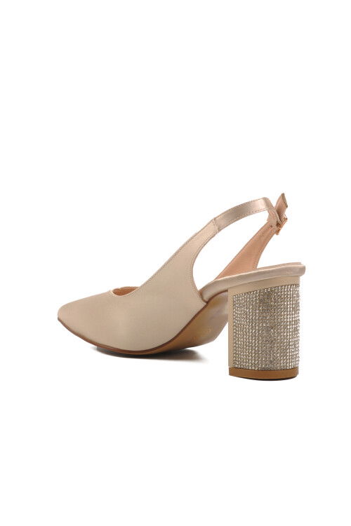 Gold Thick Heel Womens High Heel Shoes 357128 Z