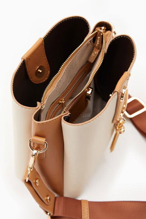 Beige-Camel Womens Handbag and Shoulder Bag 930126