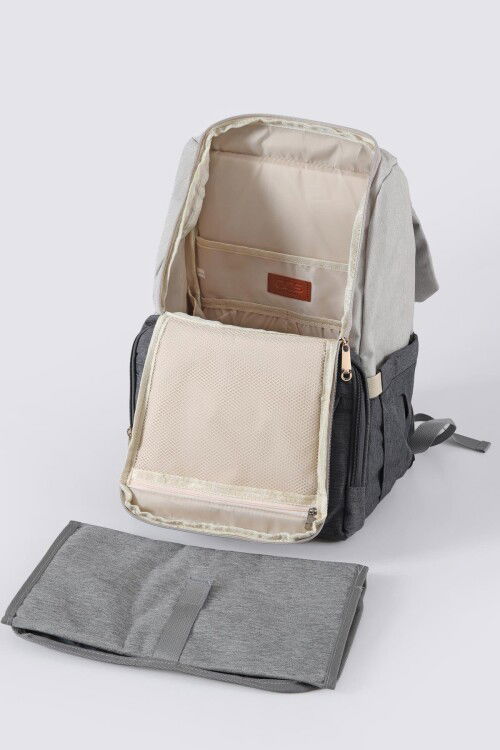 حقيبة الأم والطفل باللون البيج والرمادي 51768