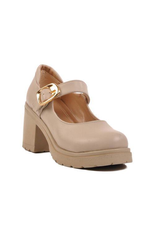 Beige Heeled Womens Casual Shoes 572403 Z