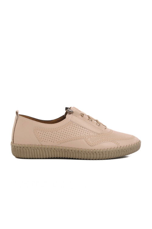 Beige Lightweight Rubber Laced Womens Casual Shoes 651566 Z