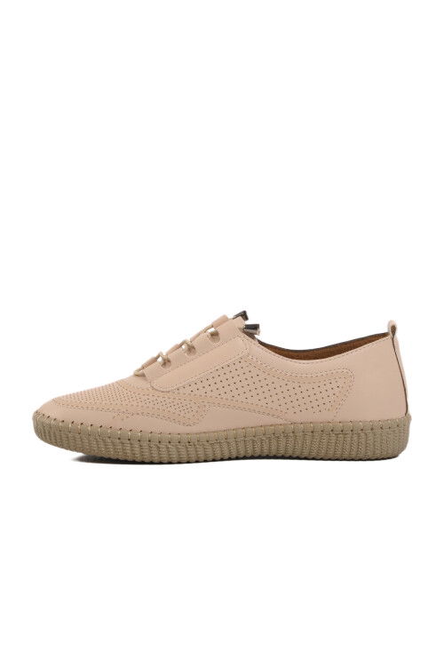 Beige Lightweight Rubber Laced Womens Casual Shoes 651566 Z