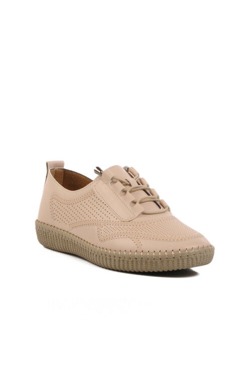 Beige Lightweight Rubber Laced Womens Casual Shoes 651566 Z