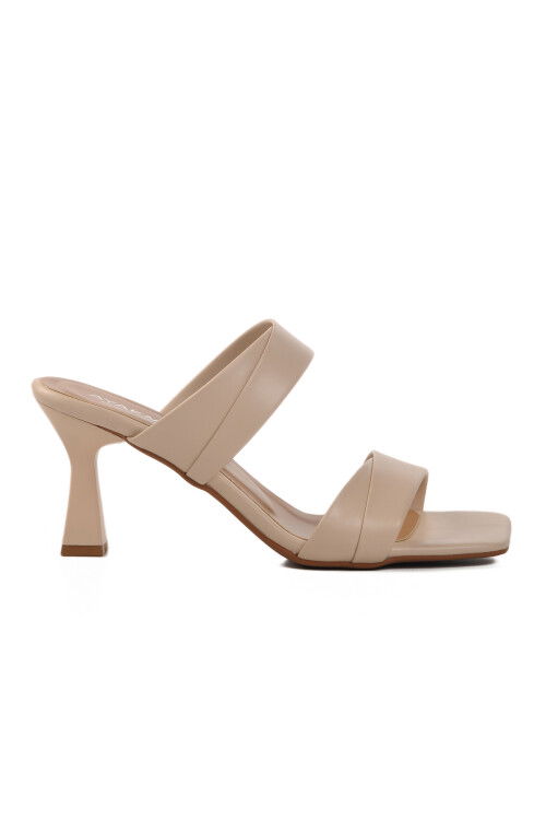 Beige Womens Heeled Slippers 576006 Z