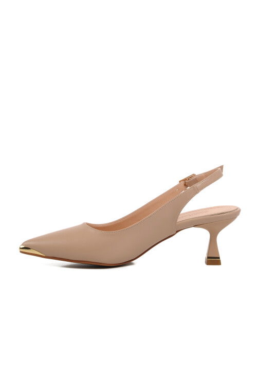 Beige Thin Heel Womens High Heel Shoes 357140 Z