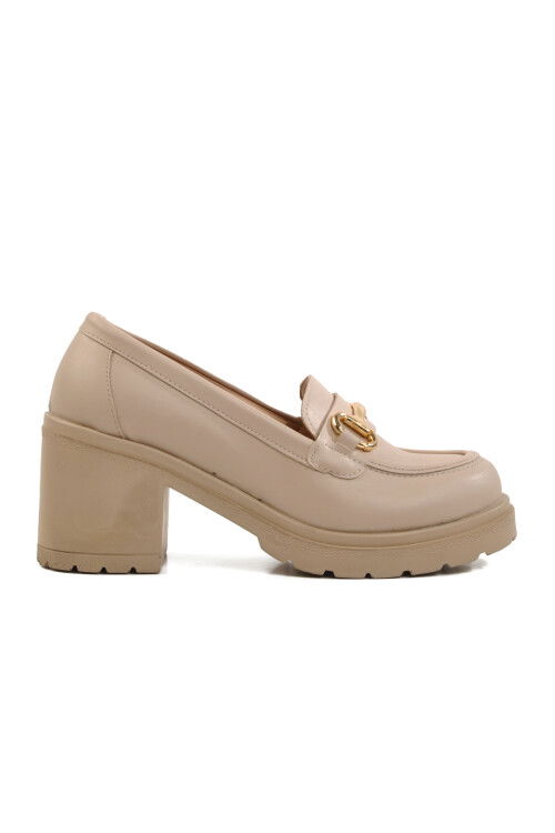 Beige Heeled Womens Casual Shoes 572401 Z