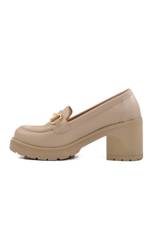Beige Heeled Womens Casual Shoes 572401 Z