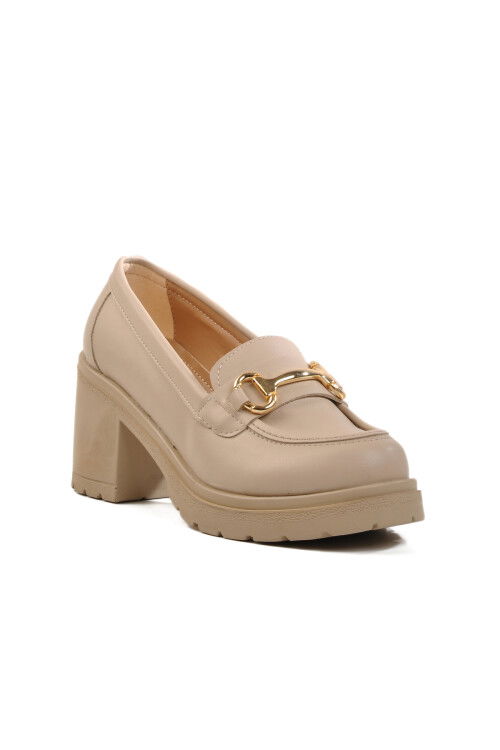 Beige Heeled Womens Casual Shoes 572401 Z