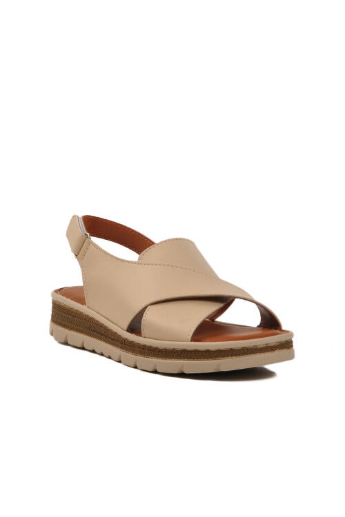 Beige Velcro Womens Sandals 492129 Z