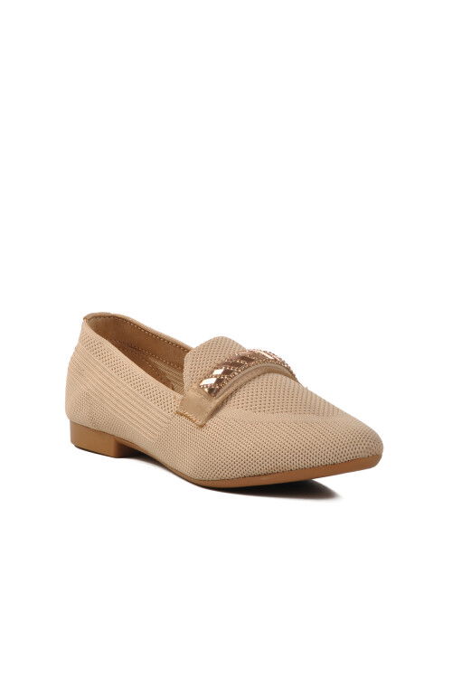 Beige Knitted Sweater Womens Ballerinas 517046 Z