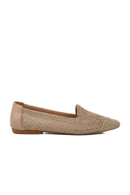 Beige Textile Knitted Womens Ballerinas 596075 Z