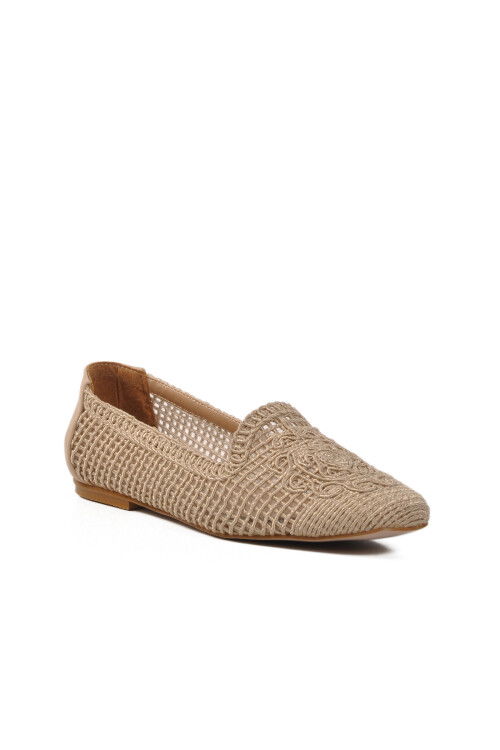 Beige Textile Knitted Womens Ballerinas 596075 Z