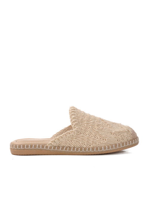 Beige Closed Front Knitted Womens Slippers 542042 Z