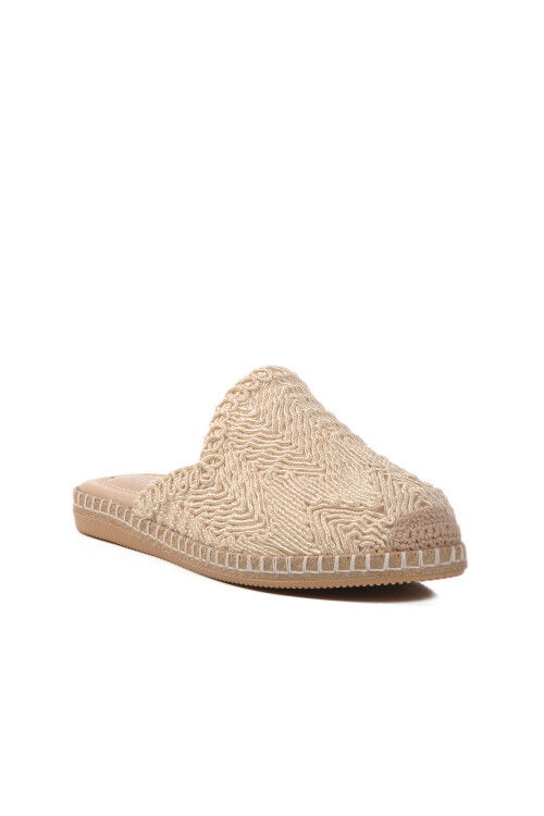 Beige Closed Front Knitted Womens Slippers 542042 Z