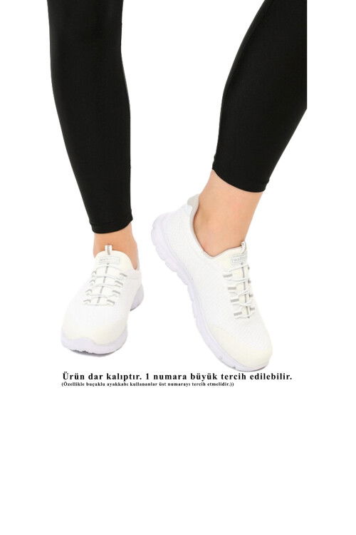 White Silver Mesh Lightweight Flexible Narrow Fit Womens Sports Shoes Flexible G