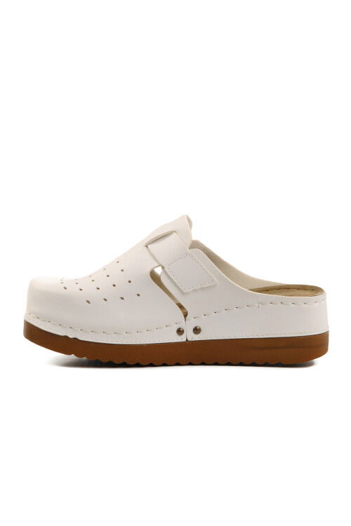 White Anatomic Unisex Sabo Slippers 07-008 G