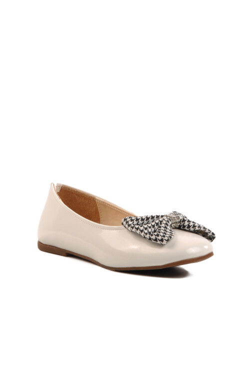 White Patent Leather Bow Ribbon Girls Ballerinas 180 F