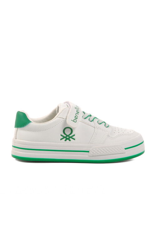 White Green Velcro Childrens Sports Shoes BNI-10029 P