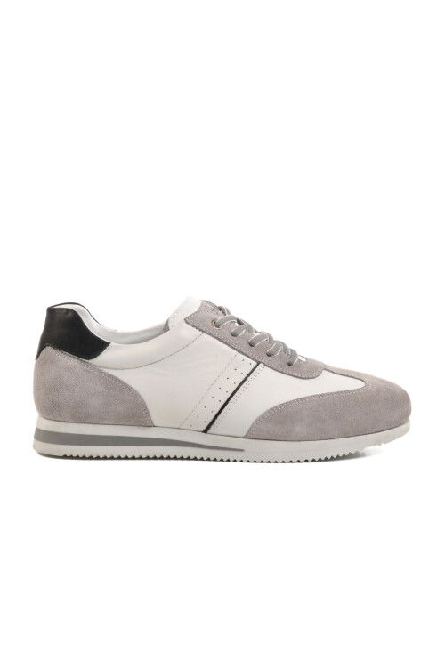 Gray-White Genuine Leather Mens Casual Shoes 5Y1543-7811 M