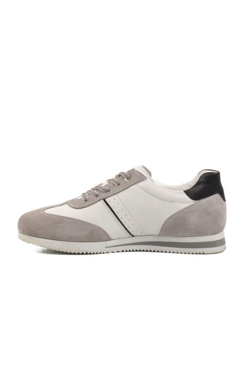 Gray-White Genuine Leather Mens Casual Shoes 5Y1543-7811 M