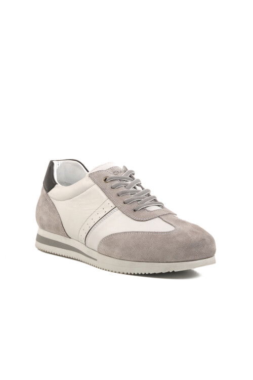 Gray-White Genuine Leather Mens Casual Shoes 5Y1543-7811 M