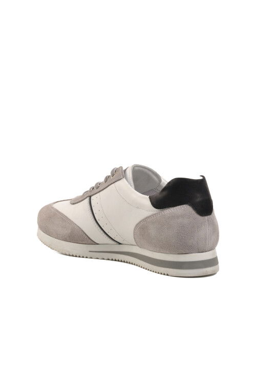 Gray-White Genuine Leather Mens Casual Shoes 5Y1543-7811 M