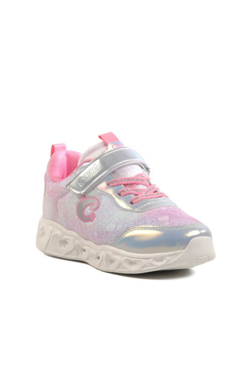Silver Velcro Lighted Girls Sneakers Yuki F