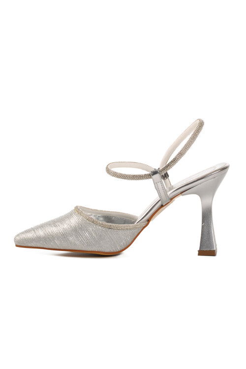 Silver Thin Heeled Womens Evening Shoes 417603 Z