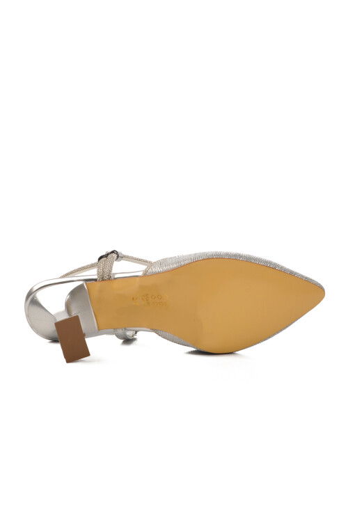 Silver Thin Heeled Womens Evening Shoes 417603 Z