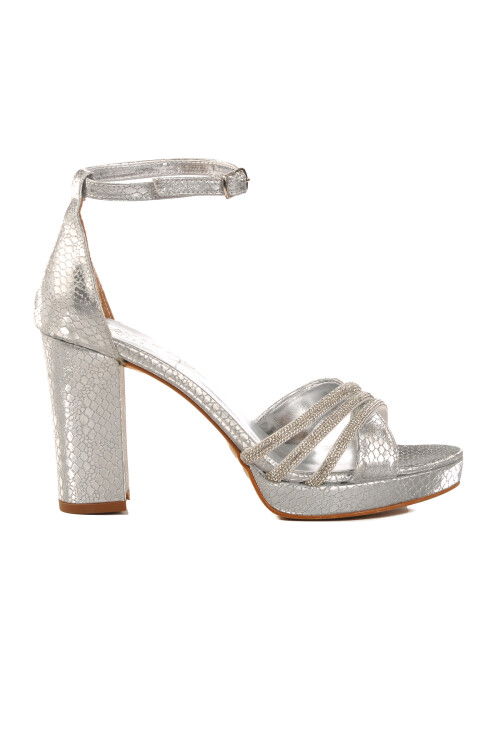 Silver Platform Heel Womens Evening Shoes 655386 Z